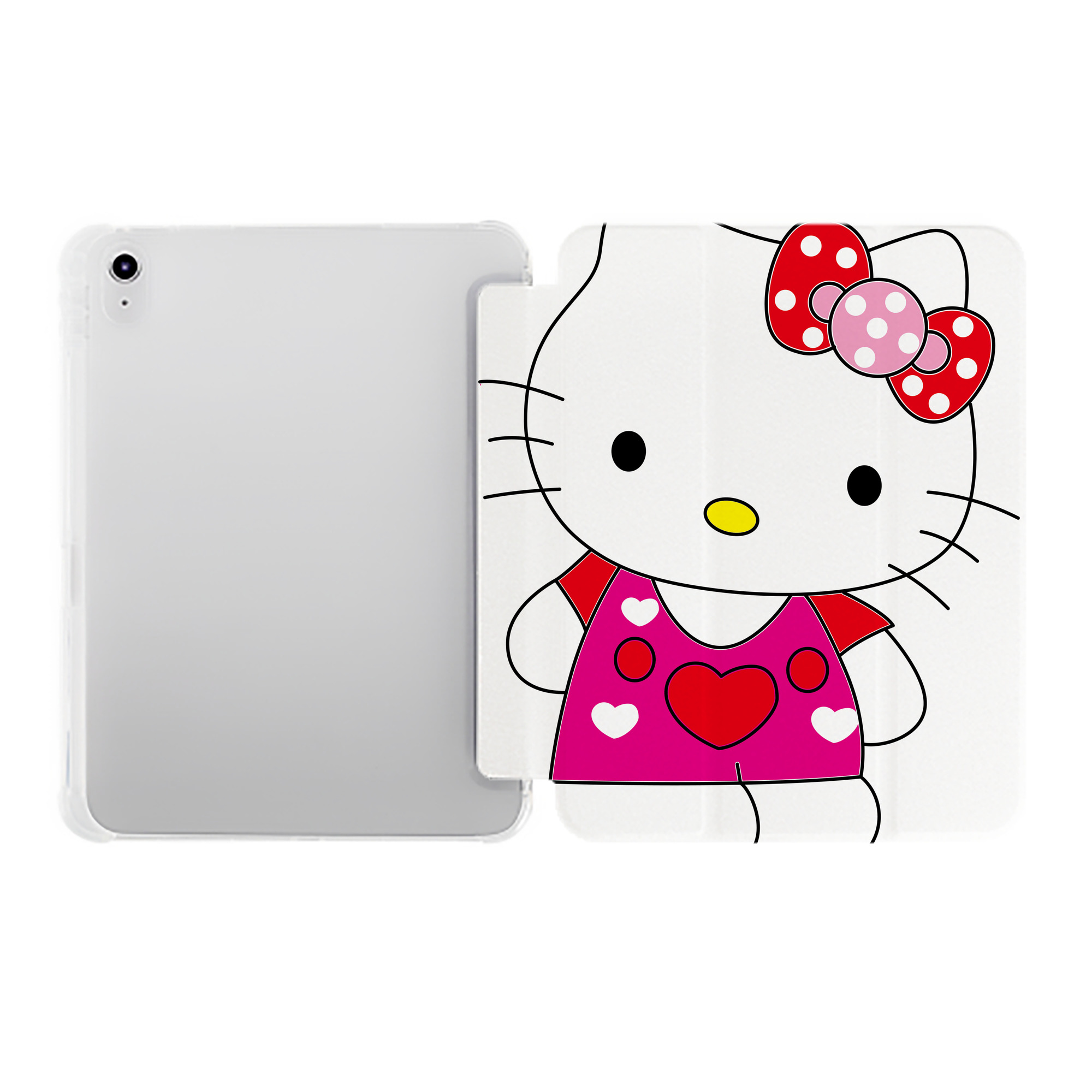 （画像用） Hello Kitty ハローキティ IPad ケース ペン収納付き 三つ折りスタンド PUレザー×シリコン 対応機種9.5/10.5/10.9インチ